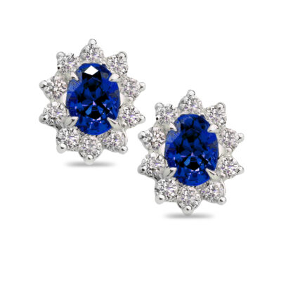 Boudreaux's Signature Oval Sapphire and Diamond Stud Earrings