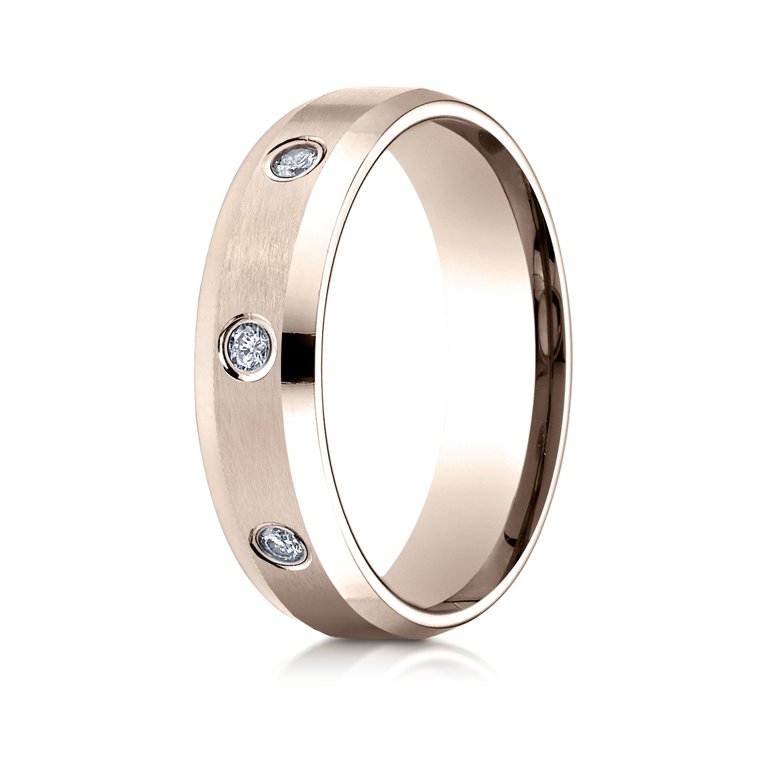 Comfort-Fit Beveled Bezel Set Diamond Gent's Wedding Band - Image 8