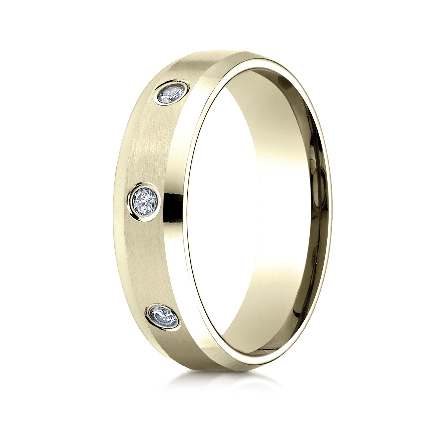 Comfort-Fit Beveled Bezel Set Diamond Gent's Wedding Band - Image 5