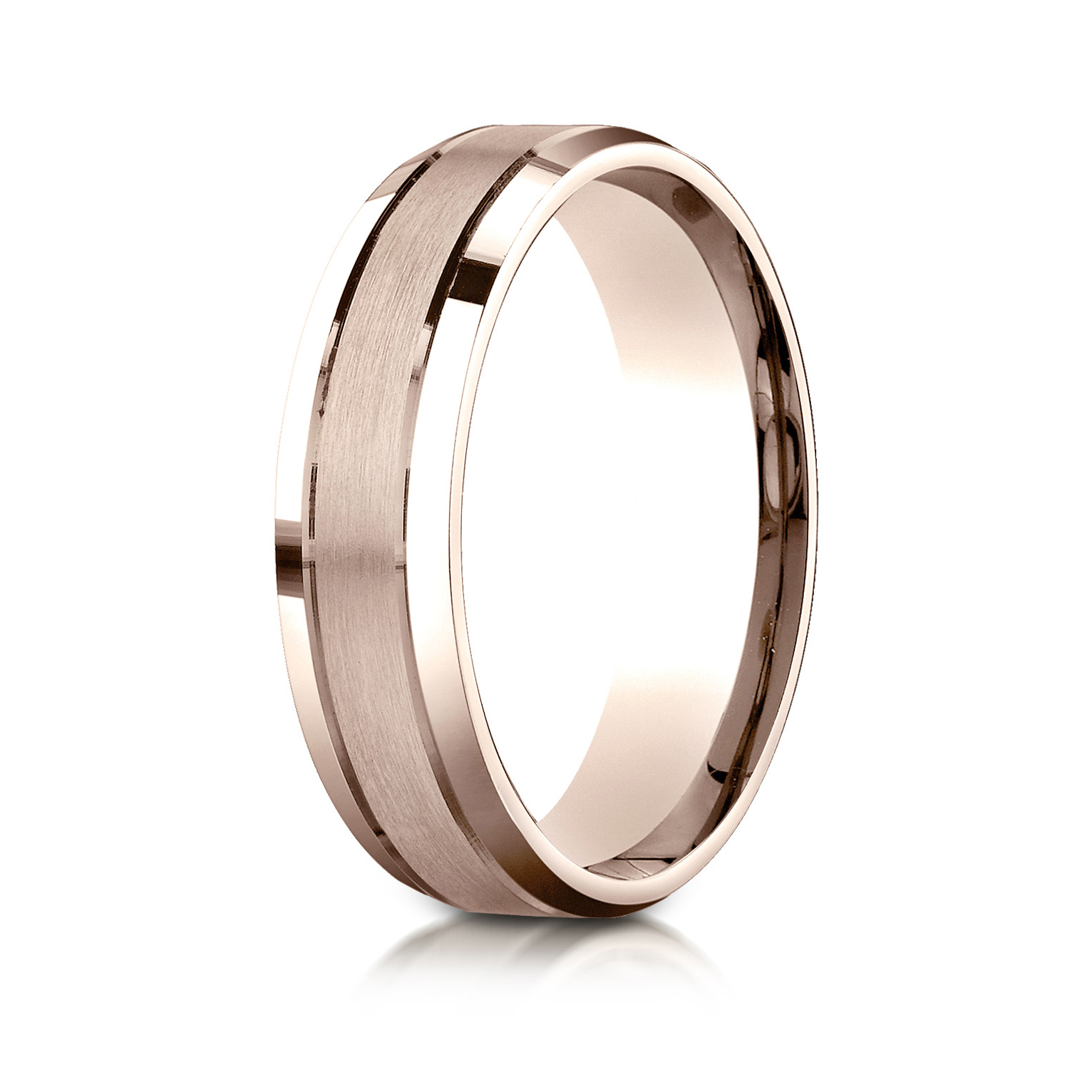 Comfort-Fit Satin-Finished Carved Design Beveled Edge Gent's Wedding Band - Image 8