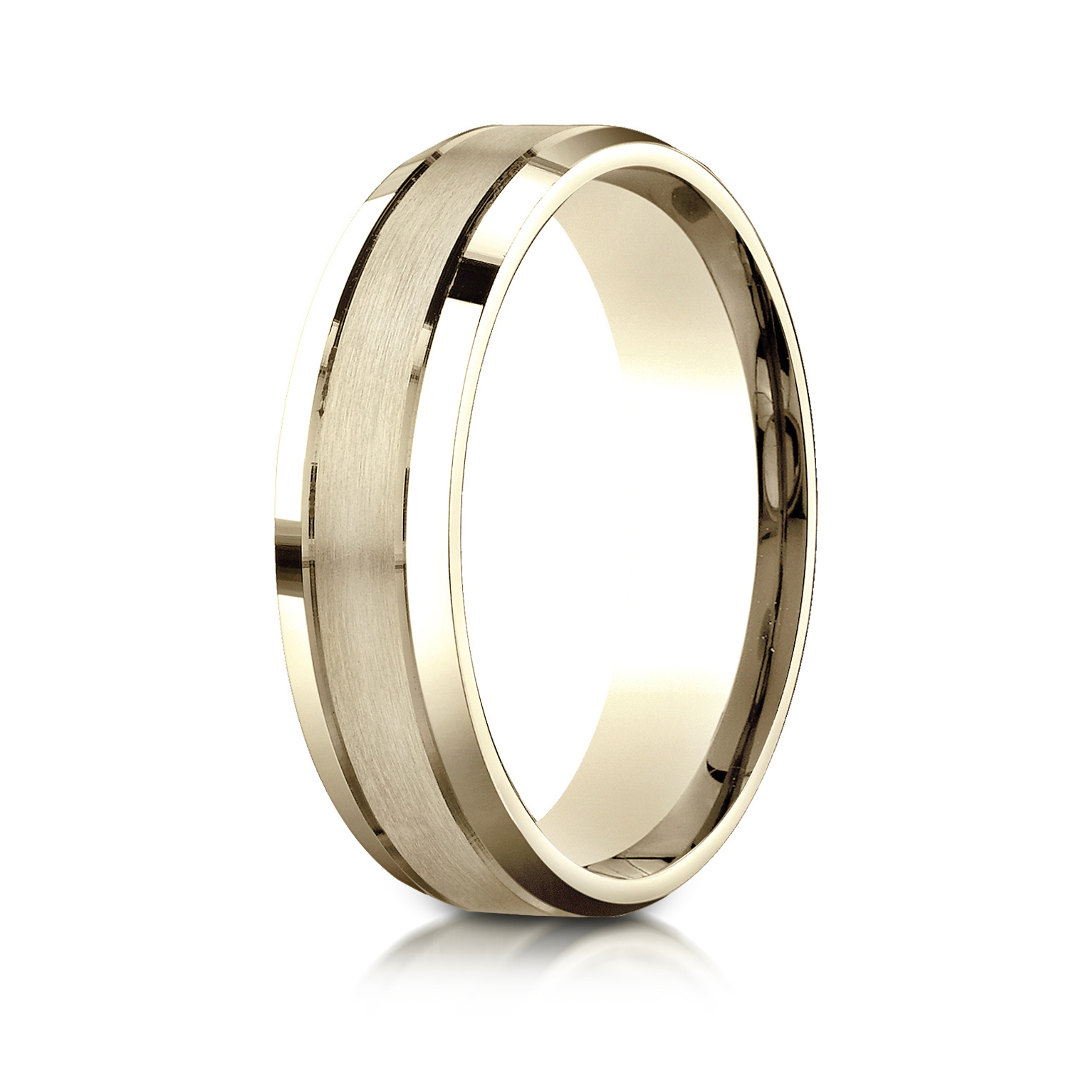 Comfort-Fit Satin-Finished Carved Design Beveled Edge Gent's Wedding Band - Image 2