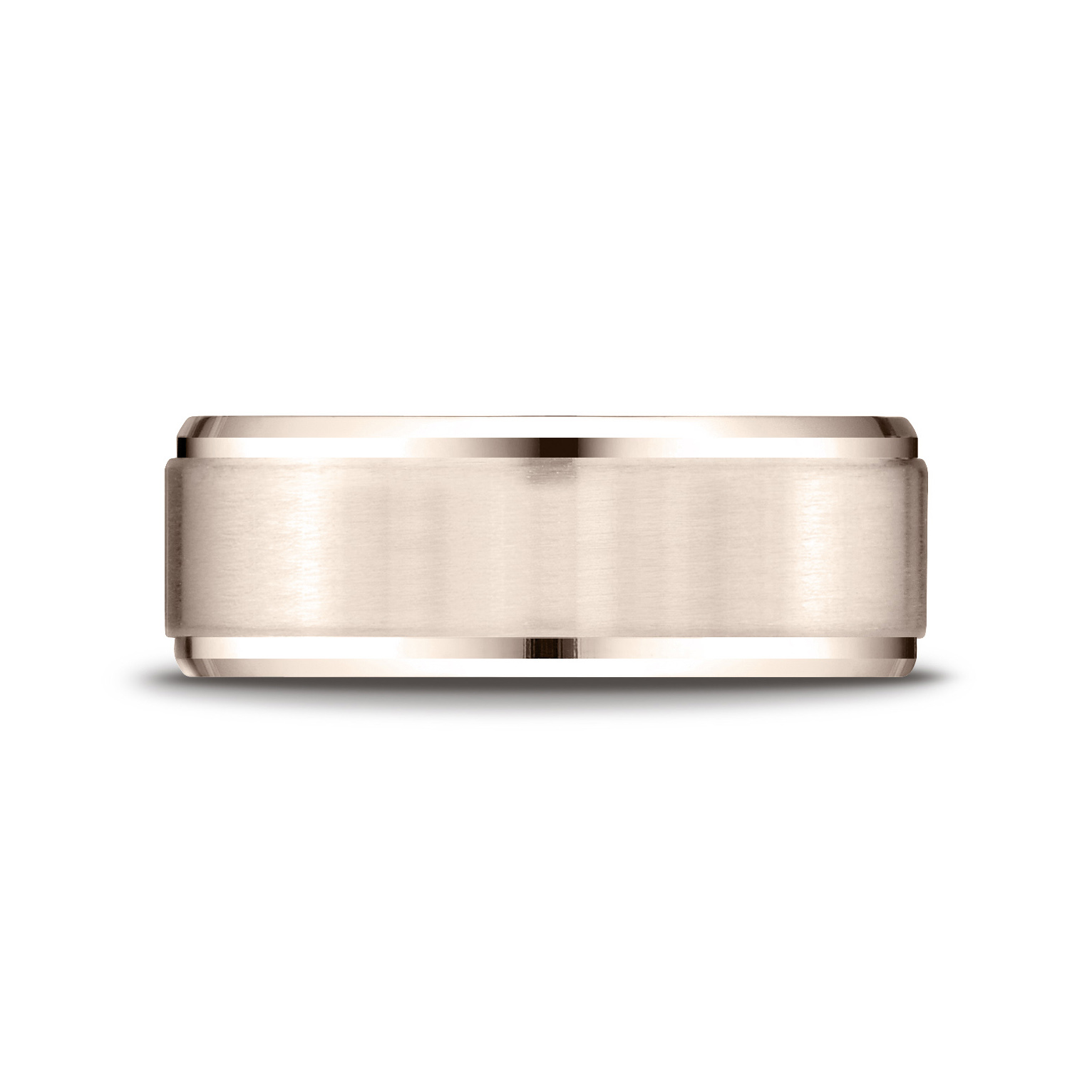 Comfort-Fit Satin-Finished Stepped Edge Gent's Wedding Band - Image 7