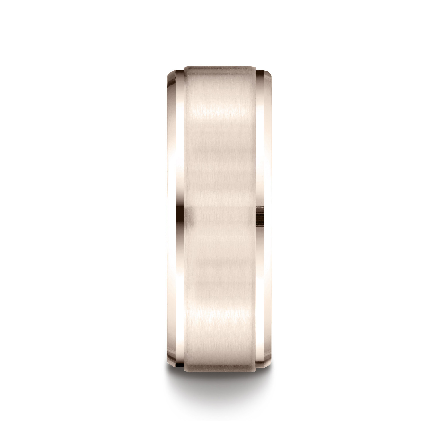 Comfort-Fit Satin-Finished Stepped Edge Gent's Wedding Band - Image 9