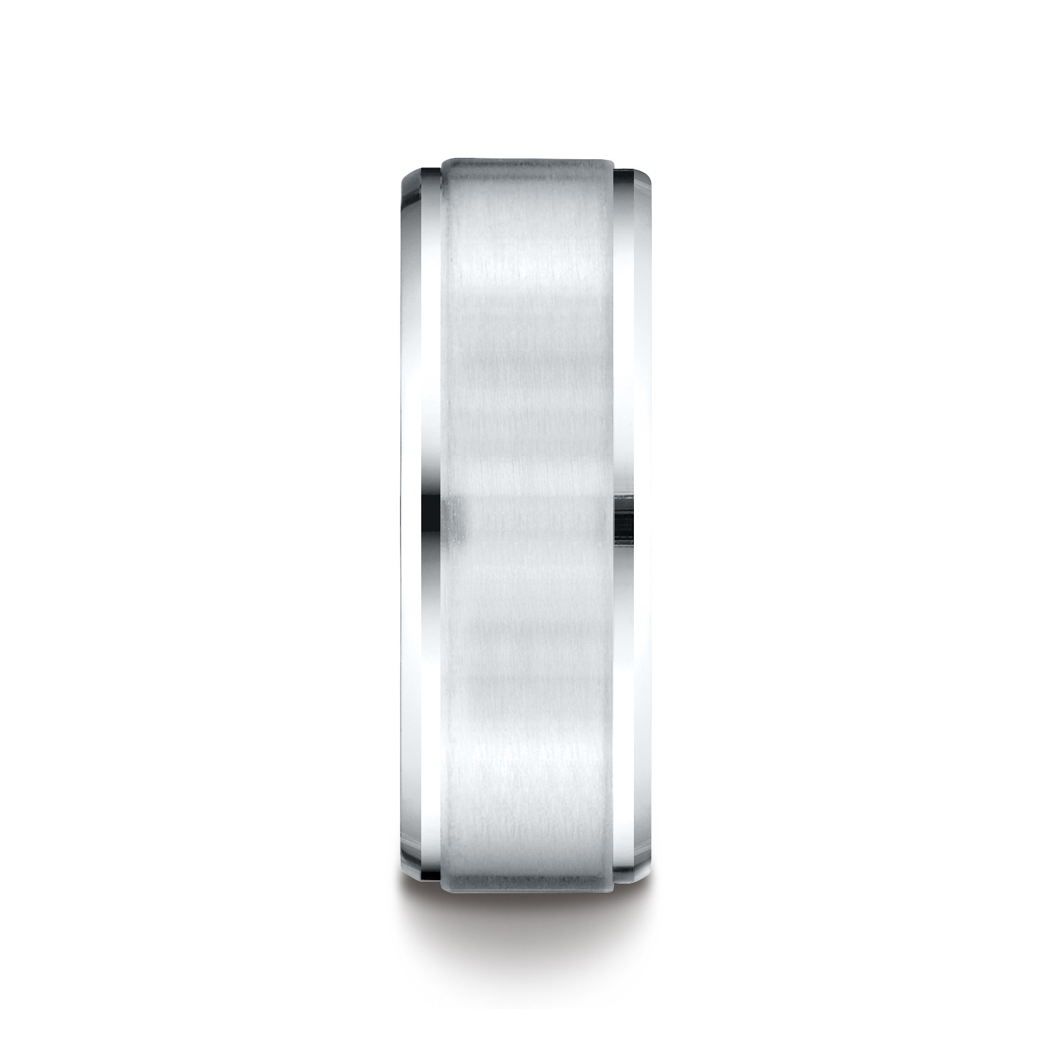 Comfort-Fit Satin-Finished Stepped Edge Gent's Wedding Band - Image 6