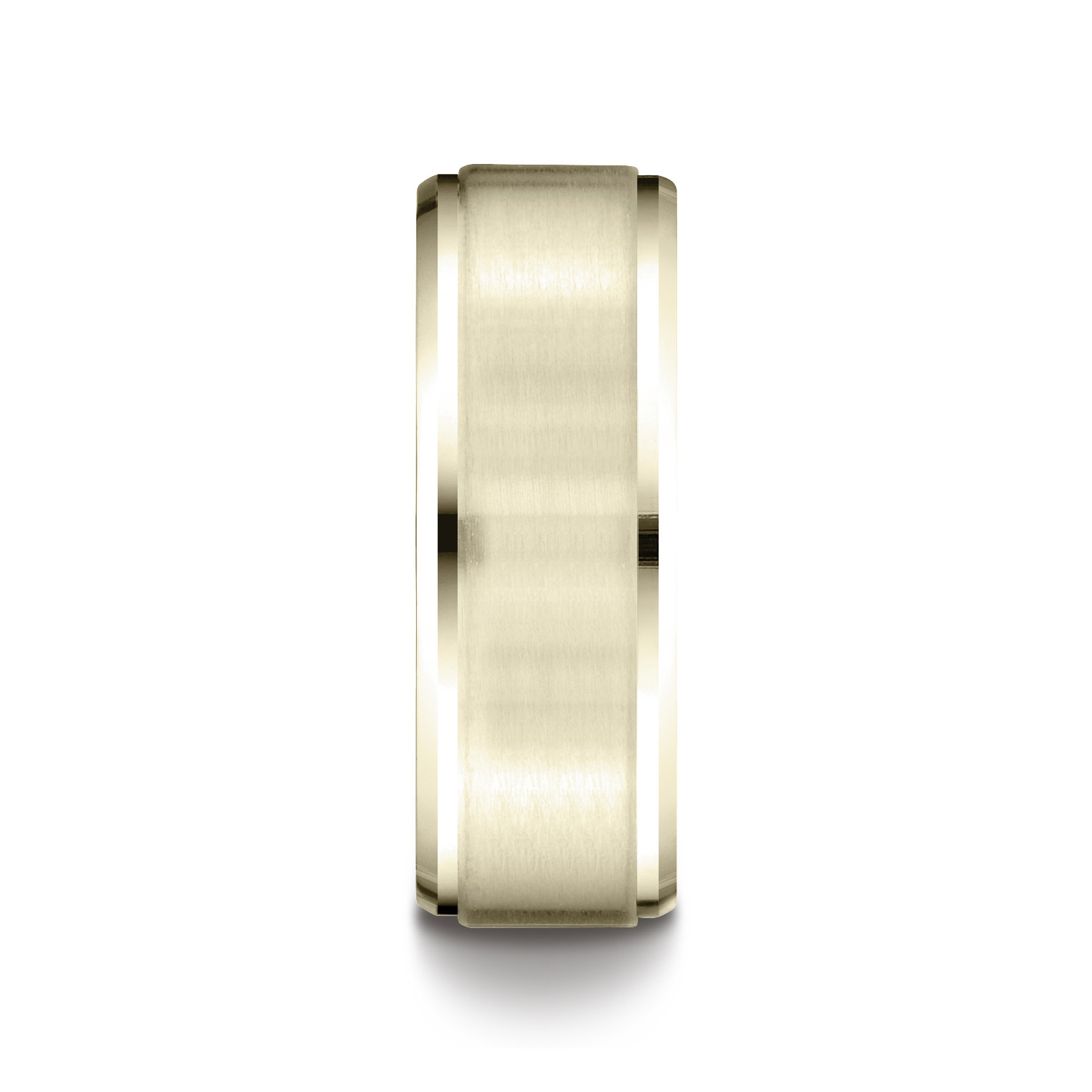 Comfort-Fit Satin-Finished Stepped Edge Gent's Wedding Band - Image 3
