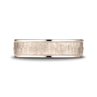 Comfort-Fit Satin-Finished Hammered Gent's Wedding Band