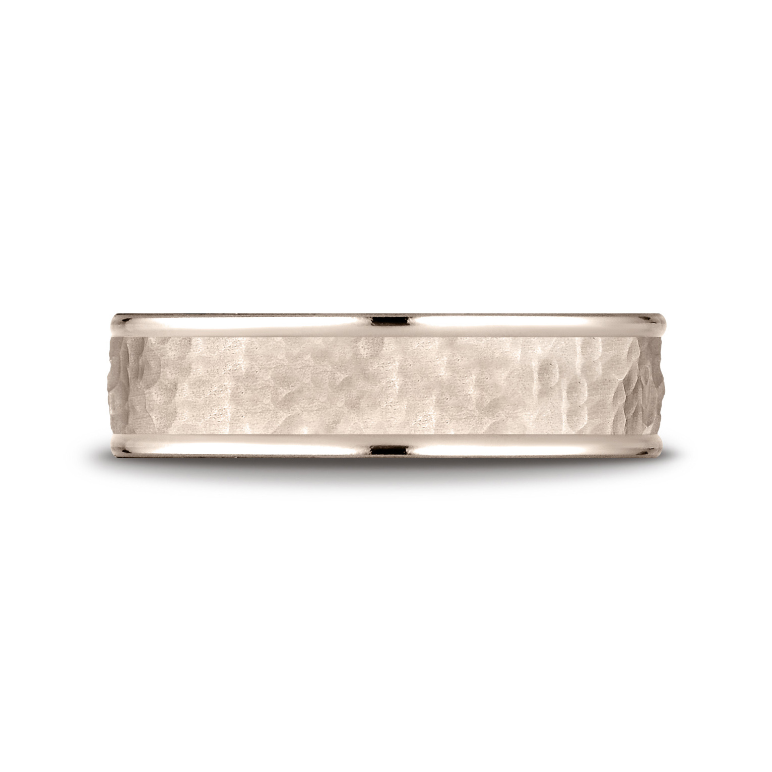 Comfort-Fit Satin-Finished Hammered Gent's Wedding Band