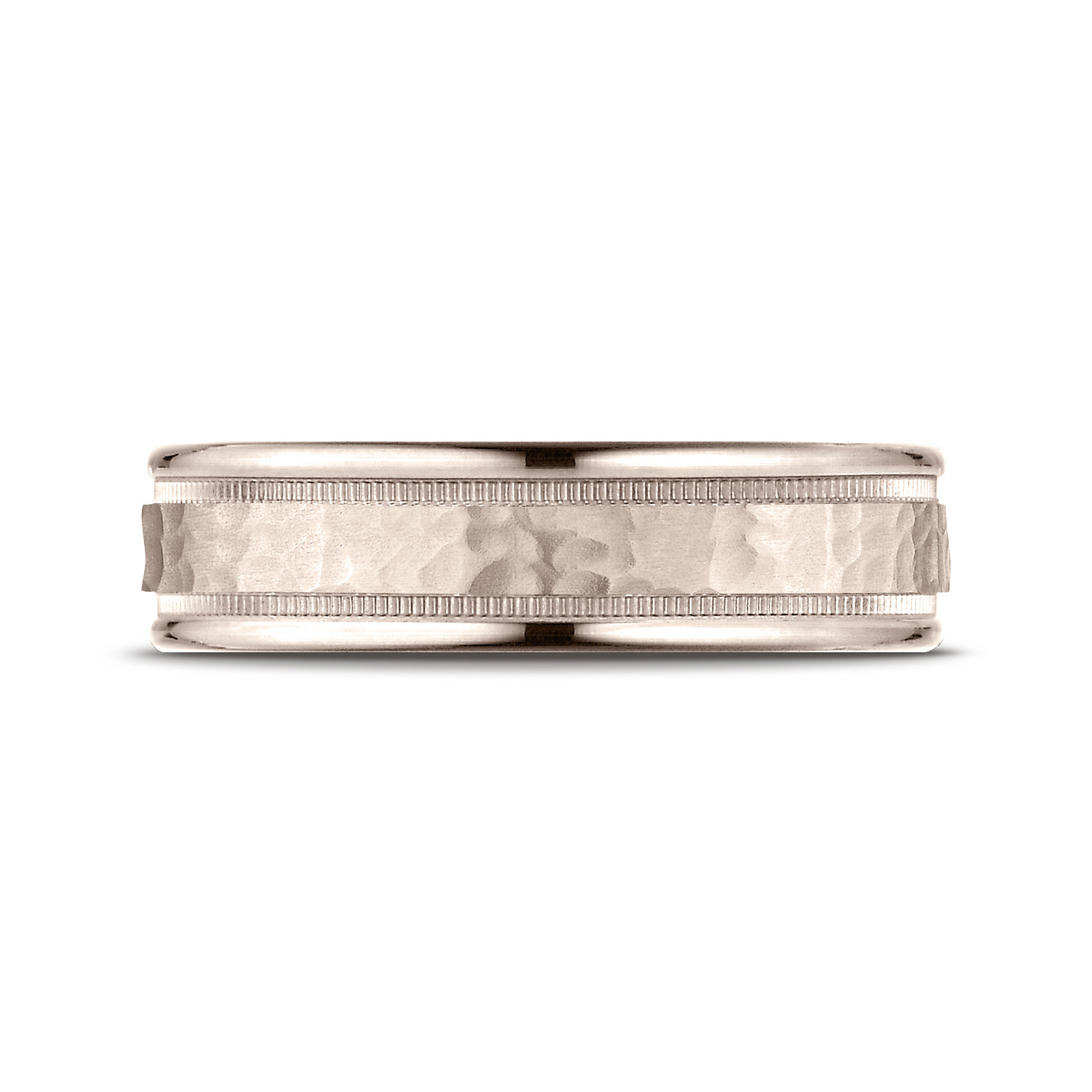 Comfort-Fit Hammered Center Milgrain Gent's Wedding Band