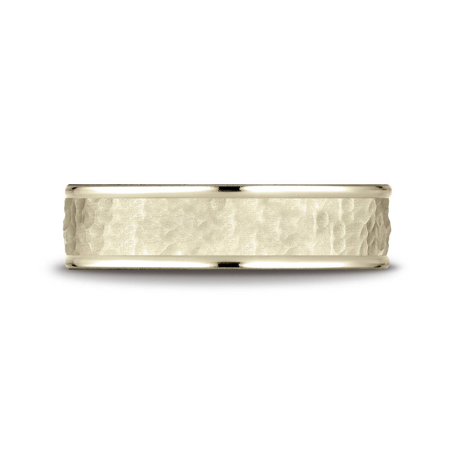 Comfort-Fit Satin-Finished Hammered Gent's Wedding Band - Image 4
