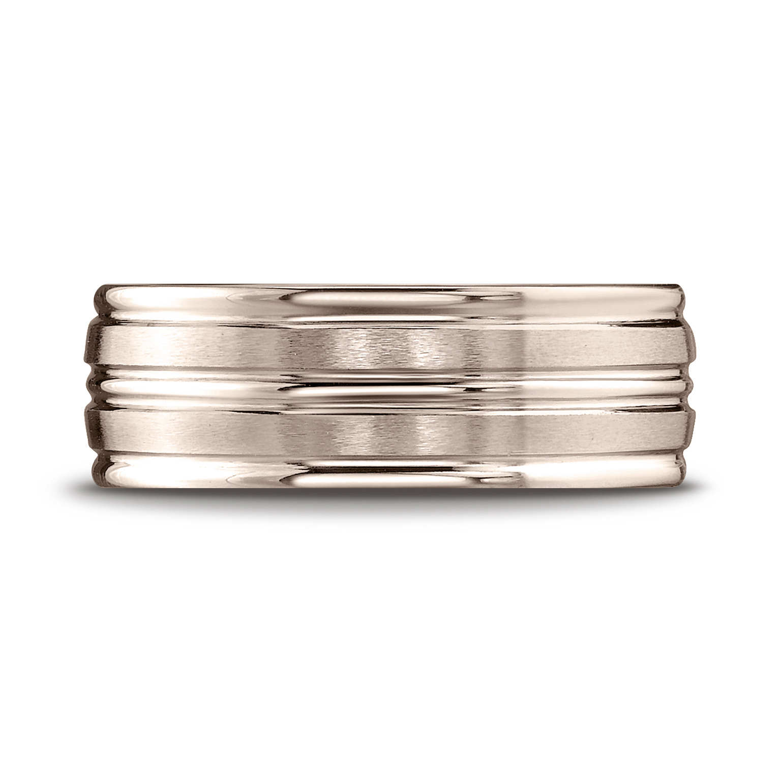 Comfort-Fit Multi-Row Carved Satin-Finished Gent's Wedding Band - Image 7