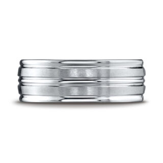 Comfort-Fit Multi-Row Carved Satin-Finished Gent's Wedding Band