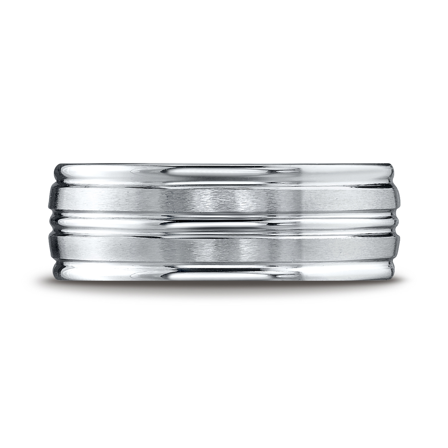 Comfort-Fit Multi-Row Carved Satin-Finished Gent's Wedding Band