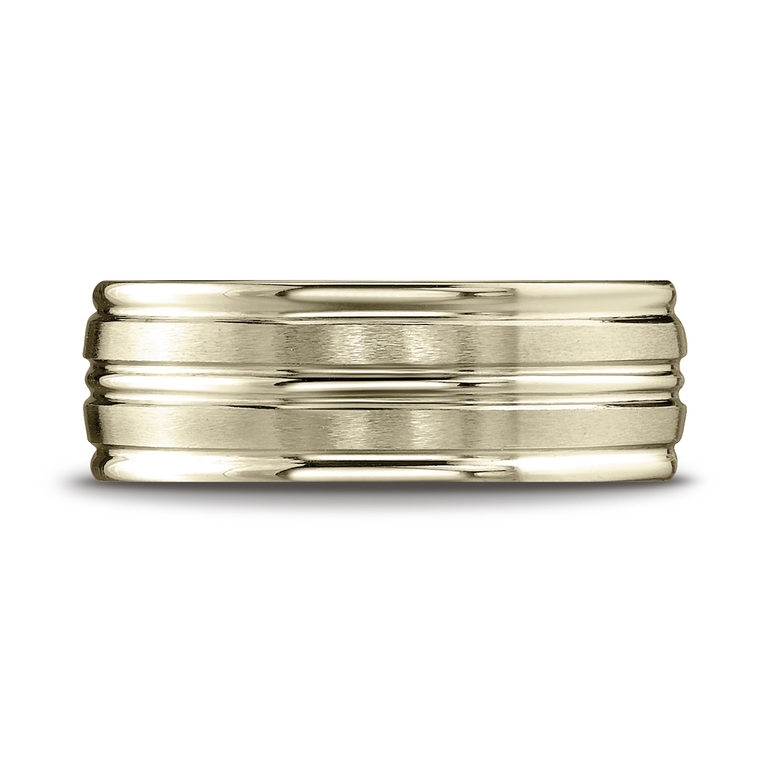 Comfort-Fit Multi-Row Carved Satin-Finished Gent's Wedding Band - Image 4