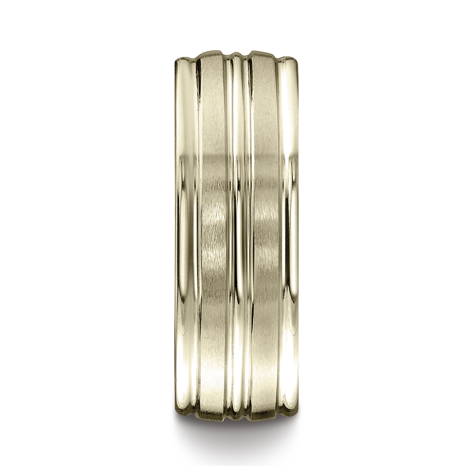 Comfort-Fit Multi-Row Carved Satin-Finished Gent's Wedding Band - Image 6