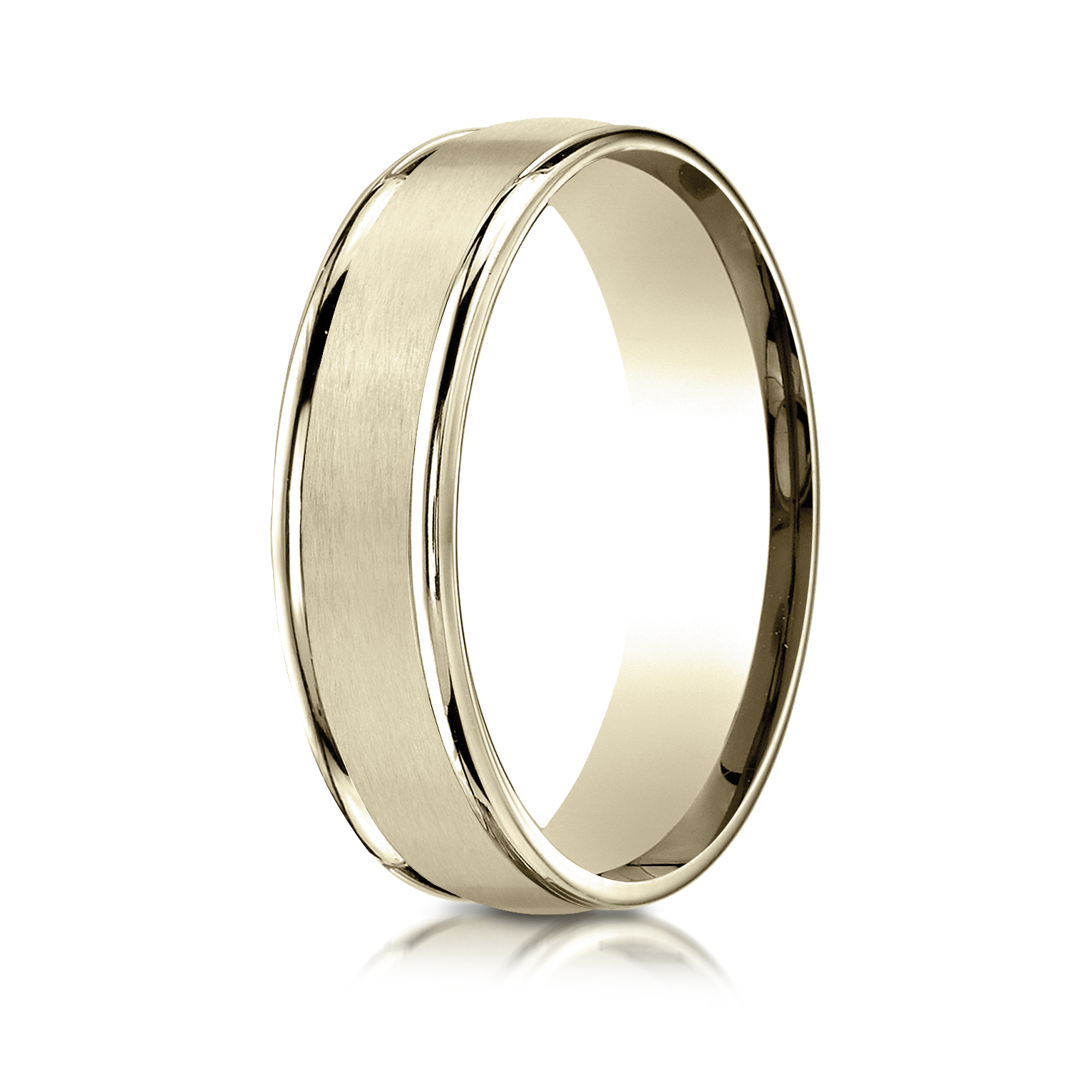 Comfort-Fit Satin-Finished Carved Design Gent's Wedding Band - Image 5
