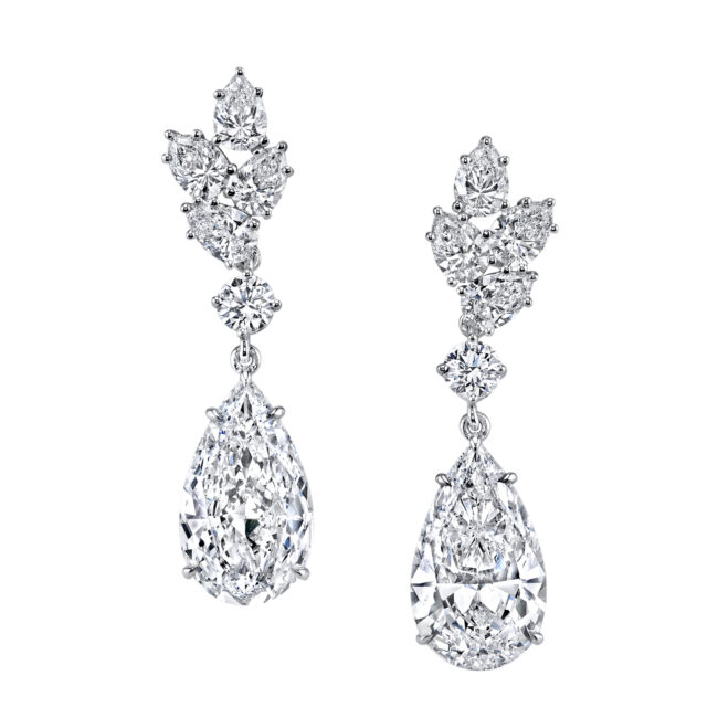 Pear Shaped Diamond Drop Earrings