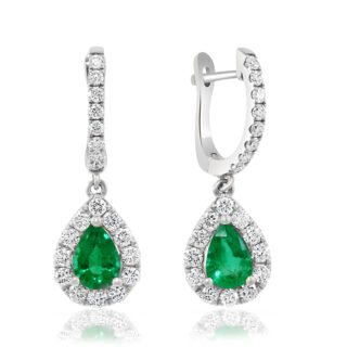 Pear Shaped Emerald and Diamond Earrings