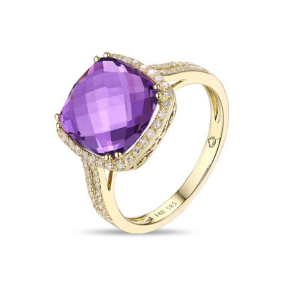 Cushion Cut Amethyst Ring