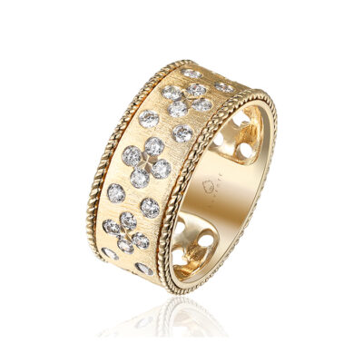 Clover Wide Diamond Band