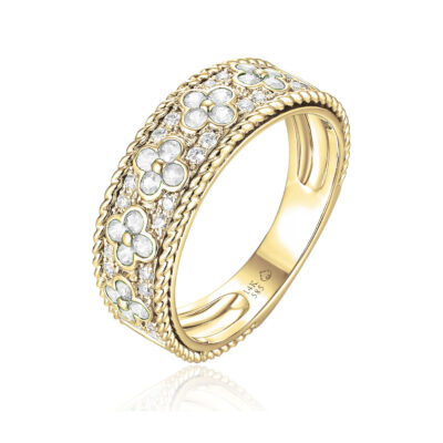 Braided Halo Clover Ring