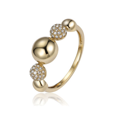 Gold and Diamond Sphere Ring