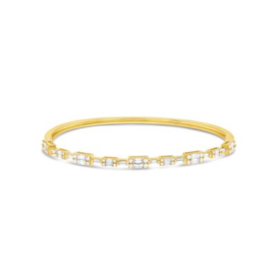 Baguette and Round Diamond Bangle