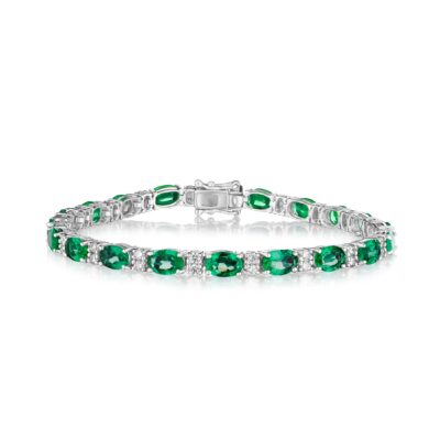 Oval Cut Emerald and Diamond Bracelet