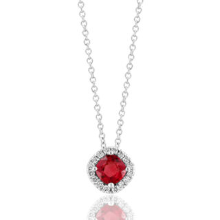 Cushion Halo Ruby Pendant