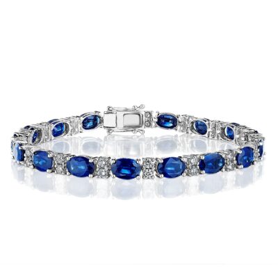 Oval Cut Sapphire and Diamond Bracelet