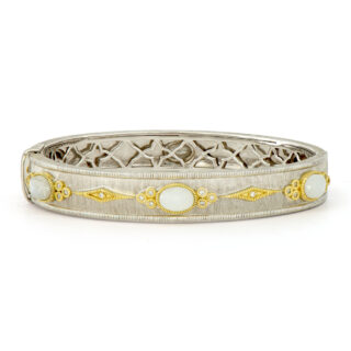 Jude Frances Mixed Metal Oval Moonstone Bangle