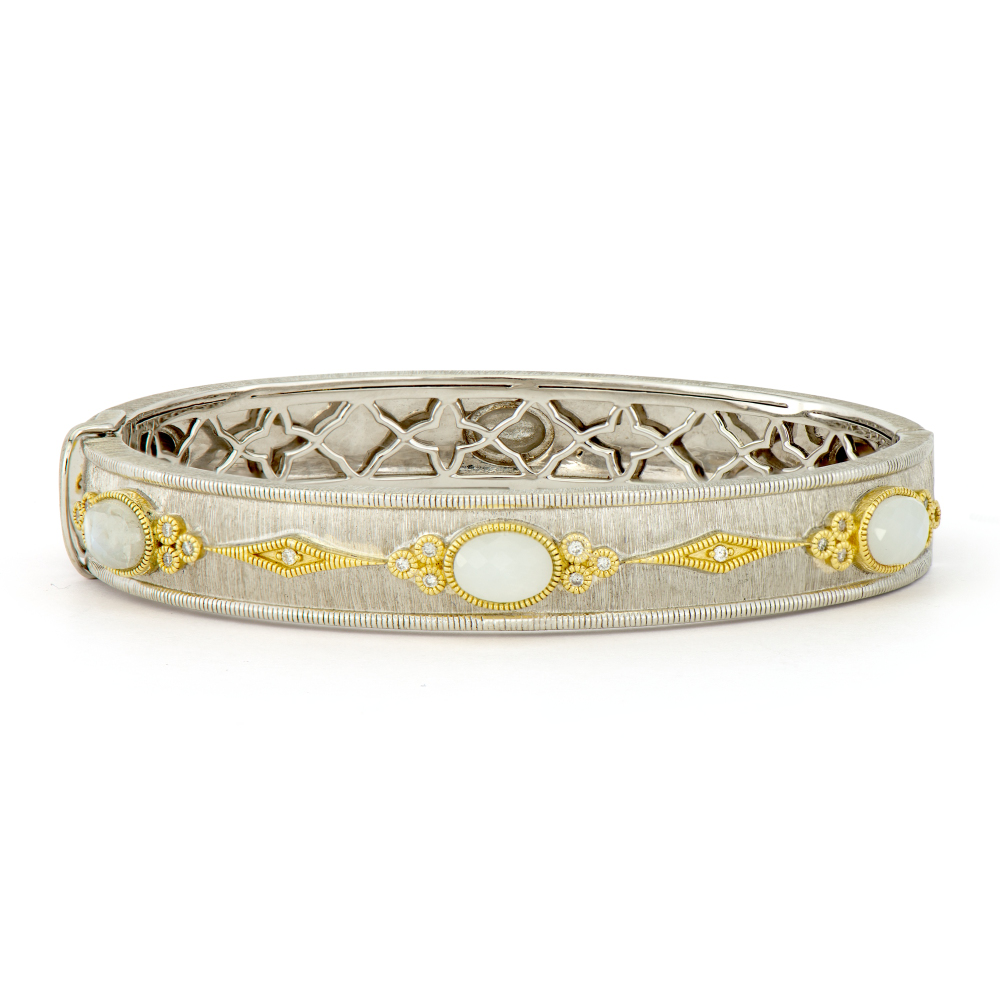 Jude Frances Mixed Metal Oval Moonstone Bangle