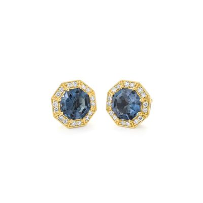 London Blue Topaz Octagon Stud Earrings