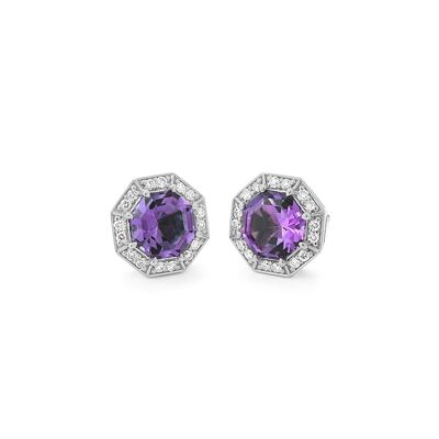 Amethyst Octagon Stud Earrings