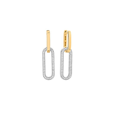 Two-Tone Diamond Paper Clip Earrings
