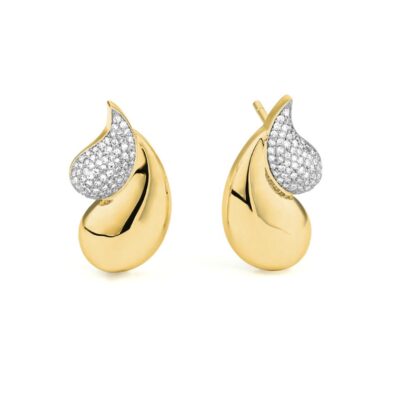 Two-Tone Pavé Diamond Droplet Earrings