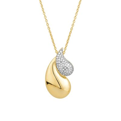 Two-Tone Pavé Diamond Droplet Pendant