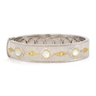 Jude Frances Mixed Metal Moonstone Wide Bangle