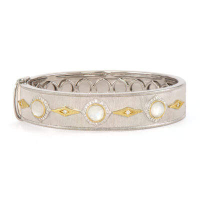 Jude Frances Mixed Metal Moonstone Wide Bangle