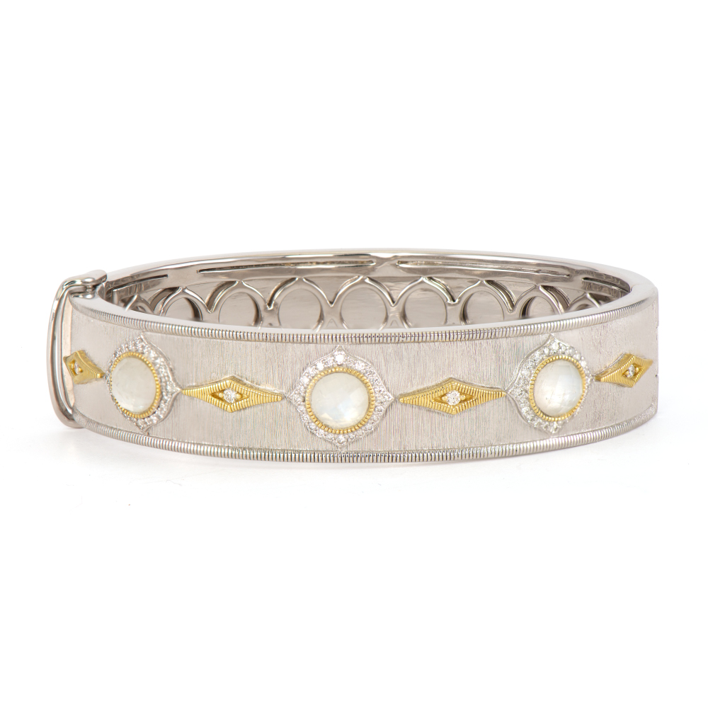 Jude Frances Mixed Metal Moonstone Wide Bangle