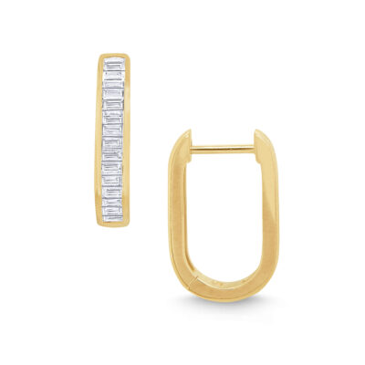 Baguette Diamond Huggie Hoop Earrings